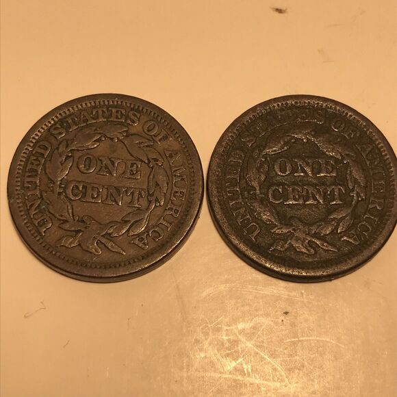 1847&1849 Braided hair Large Cent Copper US Coins Circulated US Currency/Money - Picture 8 of 9